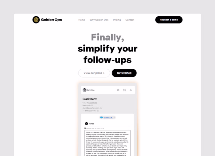 Goldenops Landing Page Design
