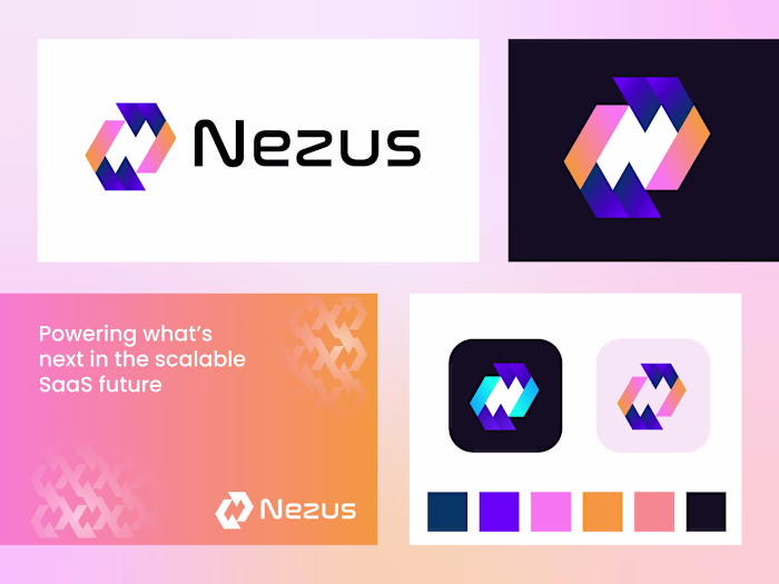 Modern geometric, Tech, innovation, sass, web3, N logo branding