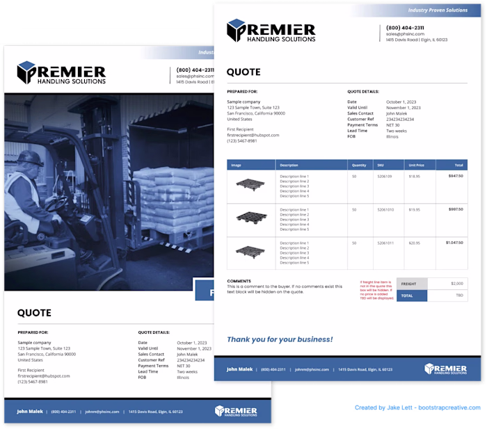 HubSpot Custom Sales Quote Templates