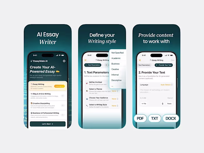 AI Essay Writer App Screenshots