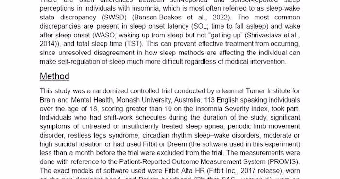 Wearable Devices and Insomnia Management Study