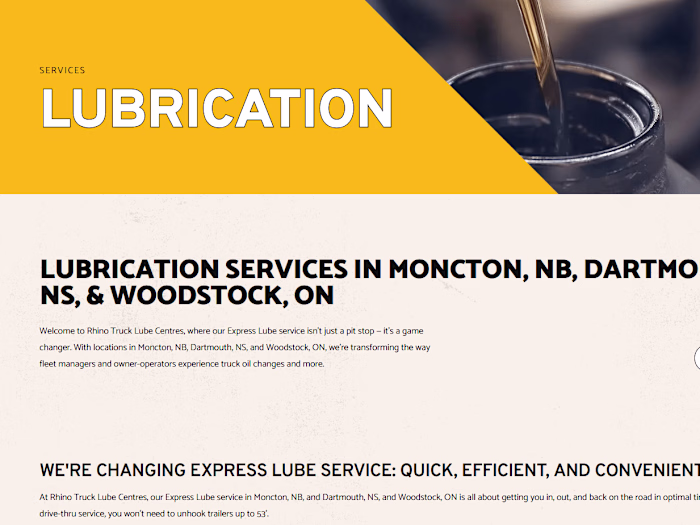 Website + Blog Content for Rhino Truck Lube Centres