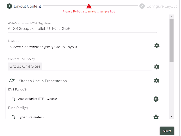 Development of UI for Web Component Configuration