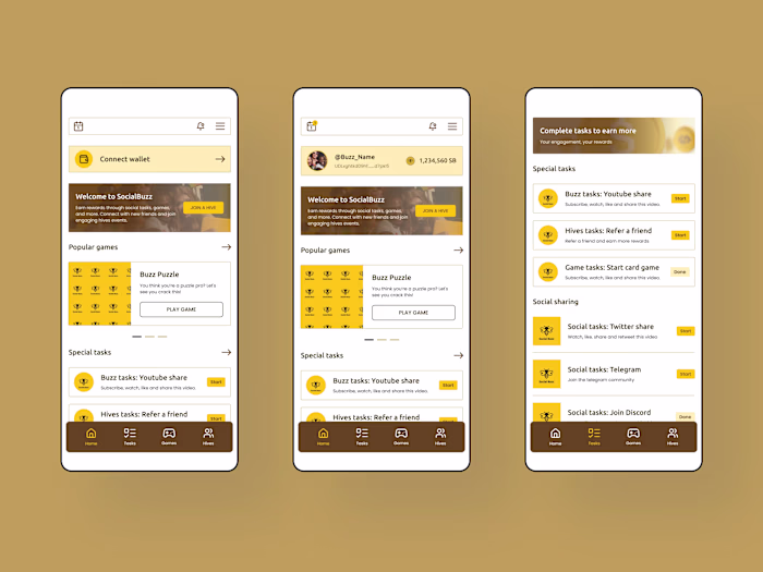 SocialBuzz – Telegram Mini-App Design | Figma Design