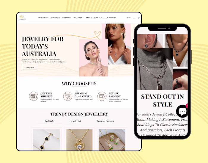 Sniphive Jewelry Store Using Shopify Pagefly