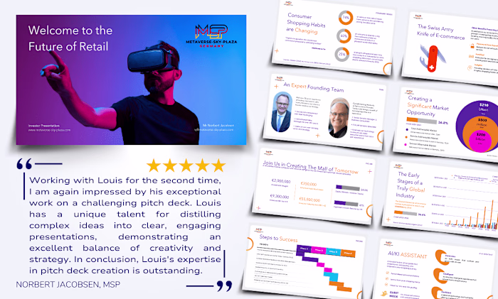 "Louis's expertise in pitch deck creation is outstanding"