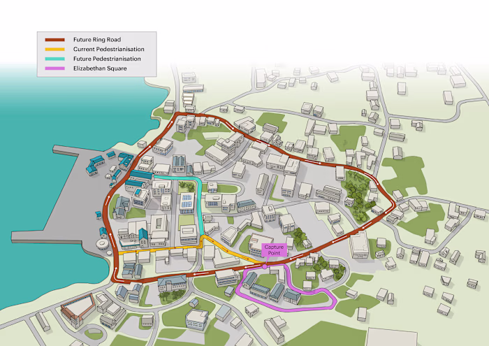 Map of downtown George Town, Grand Cayman