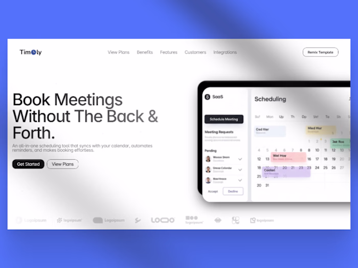 Timely, a scheduling SaaS landing page