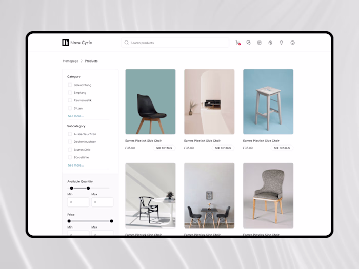 E-commerce App Design for a Furniture Shop