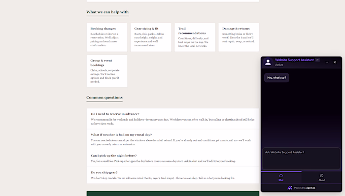 AI Website Support Assistant for Customer Questions