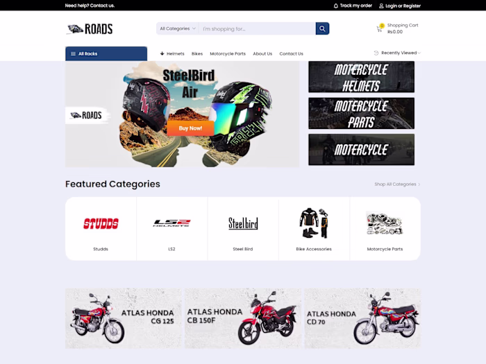 Development of e-commerce store for selling Motorbike Helmets