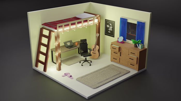 3D Isometric Bedroom
