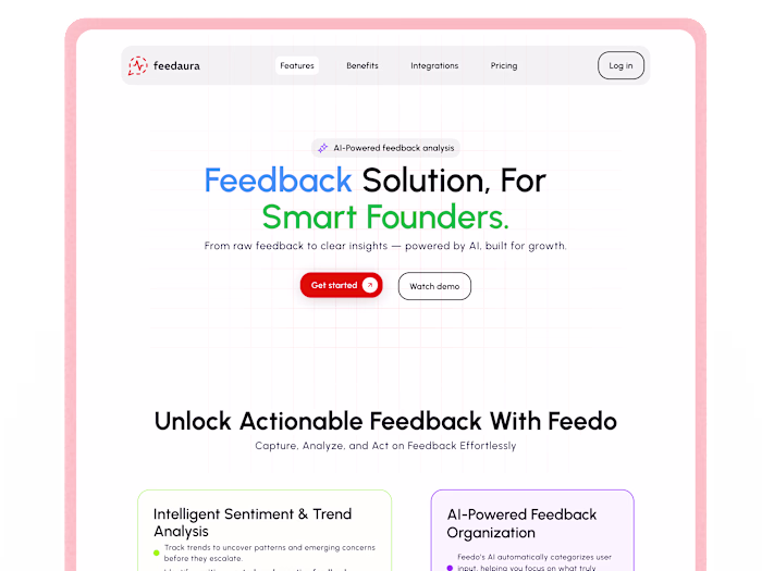 Feedaura Landing Page Design