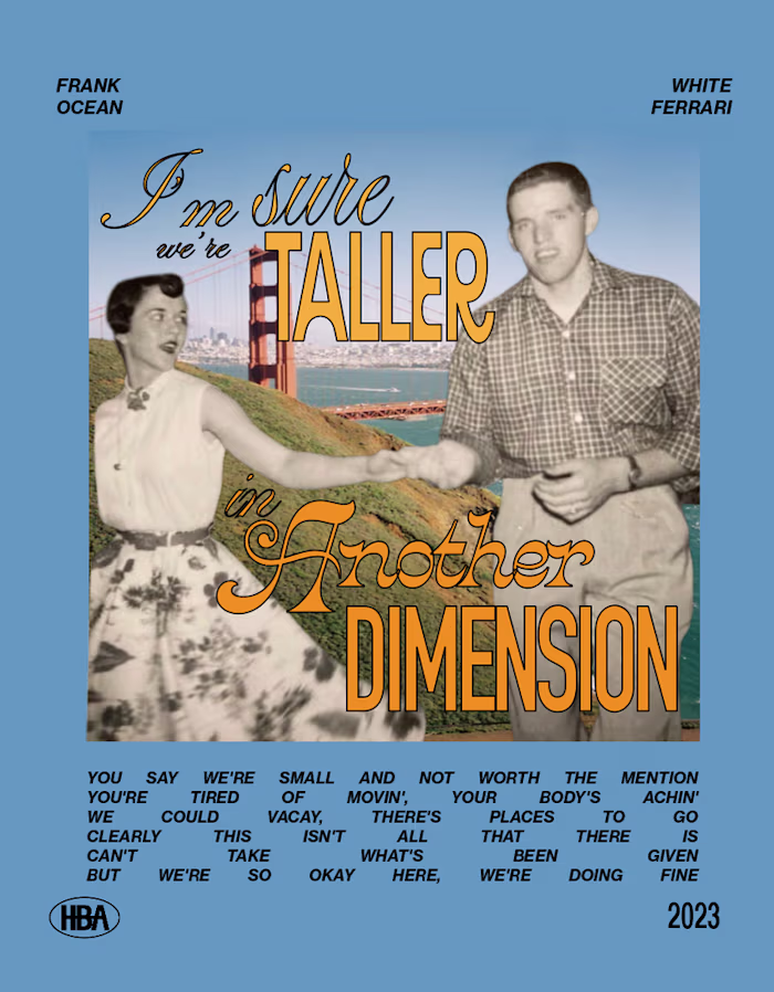 Lyric poster for “White Ferrari” by Frank Ocean