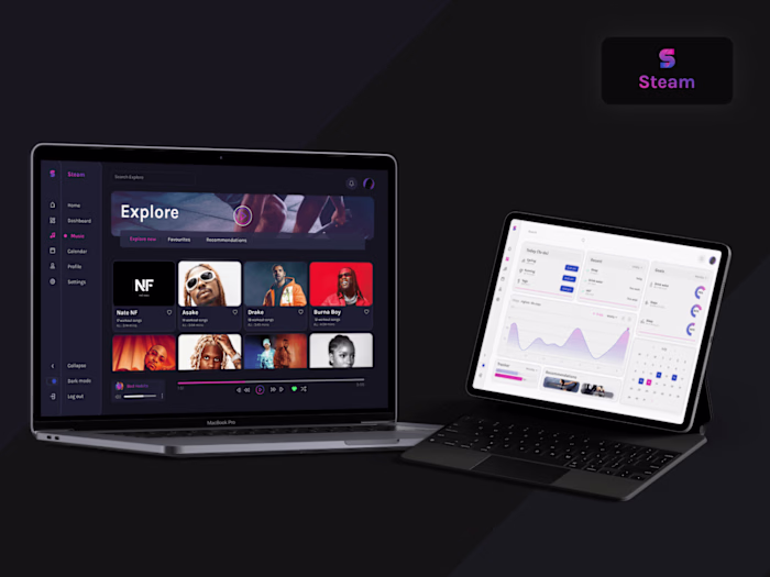 Steam - WebApp | Web | Dashboard | Ui/Ux | Music | Figma