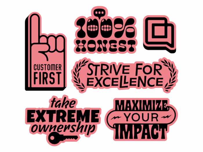 Gorgias company values sticker sheet