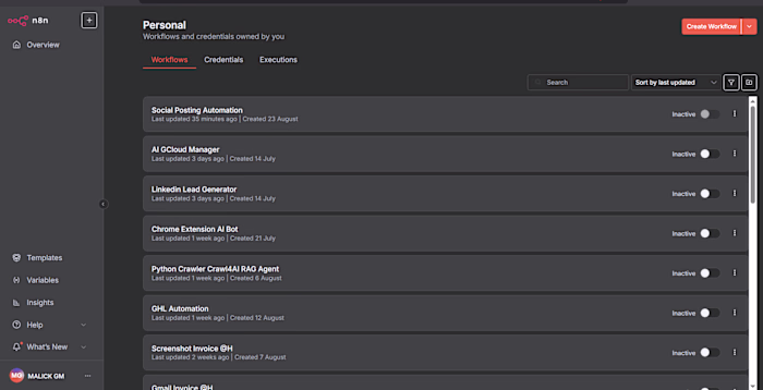 Multiple n8n AI Agent Workflows