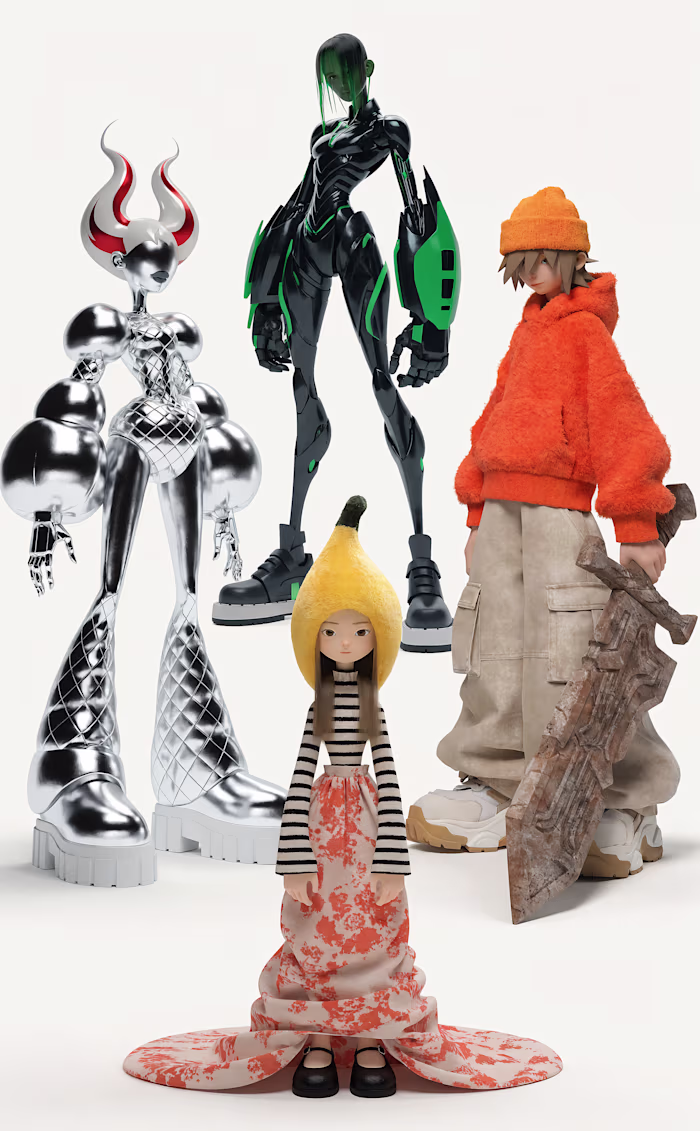 AI-generated 3D character concepts using