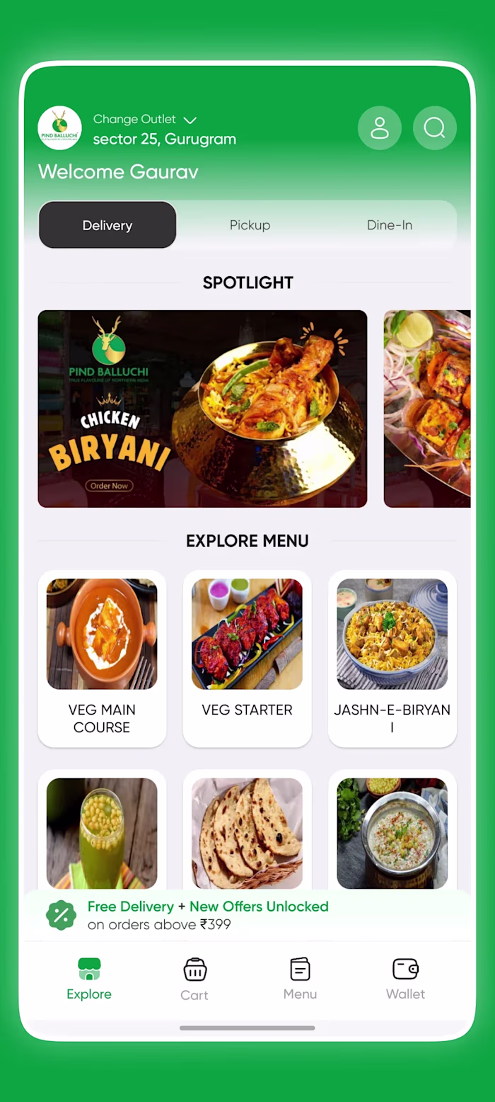 Pind Balluchi – Restaurant Ordering App