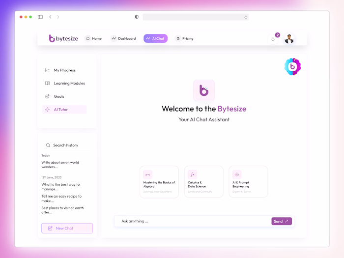 AI Chatbot Web App for E-Learning Platform