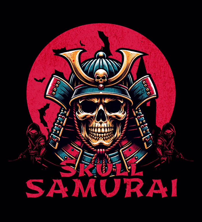Unique samurai skull T-shirt Design Template