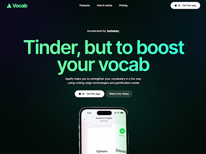 Vocab - Mobile App Landing Page
