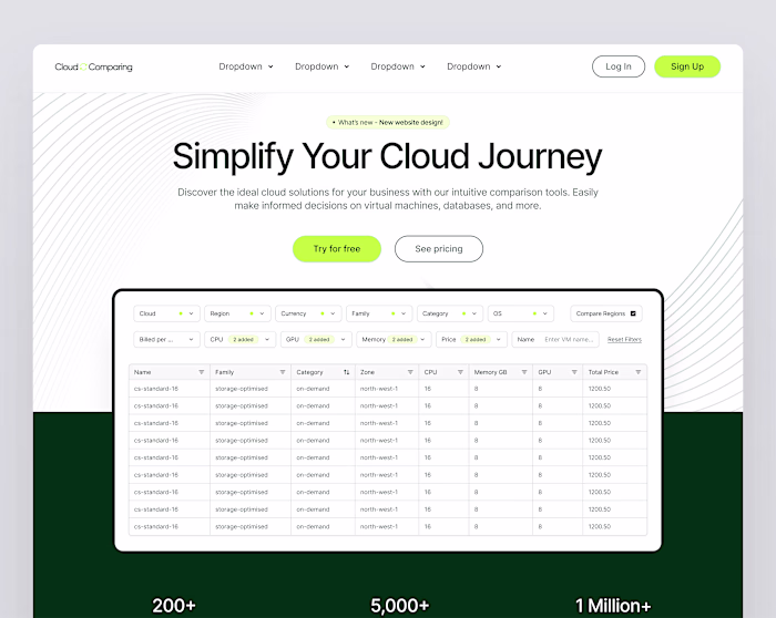 CloudComparing - Website Design