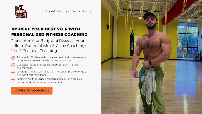 Landing Page (Hero Section) For Fitness Coaching - StGainz Coach