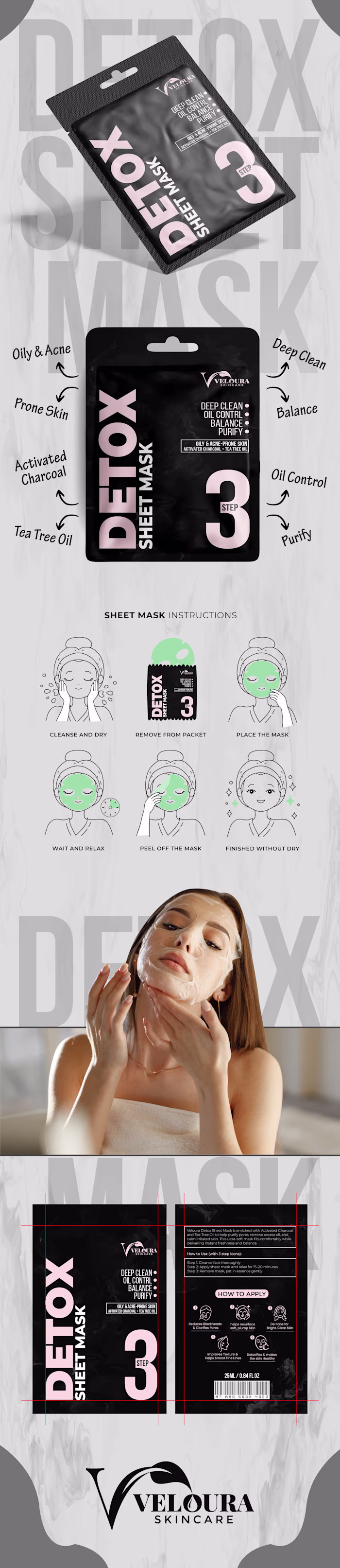 Detox Sheet Mask Packaging Design