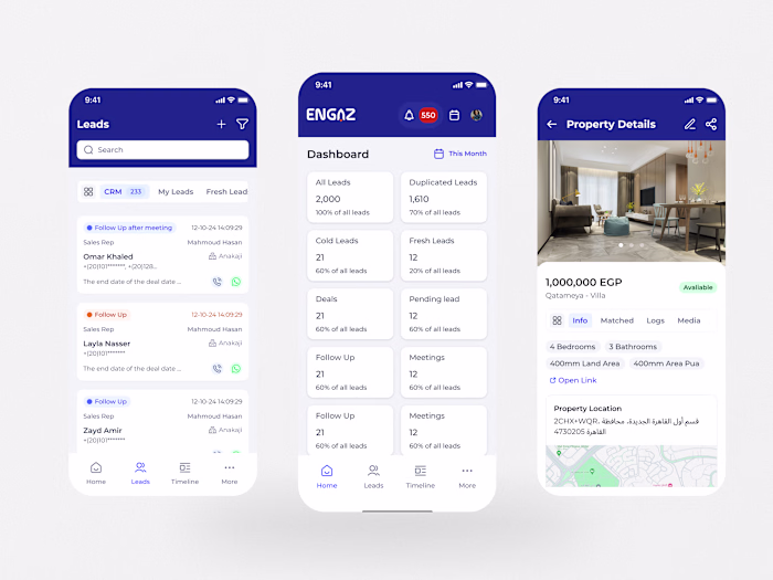 CRM dashboard mobile view