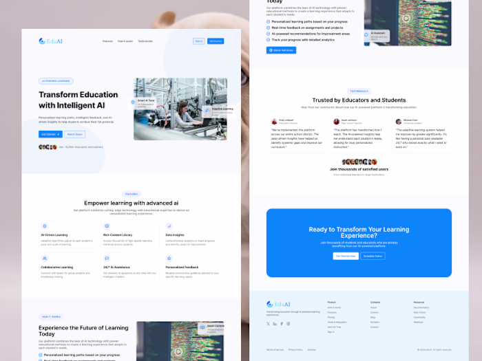 EduAI Landing Page Design and Development