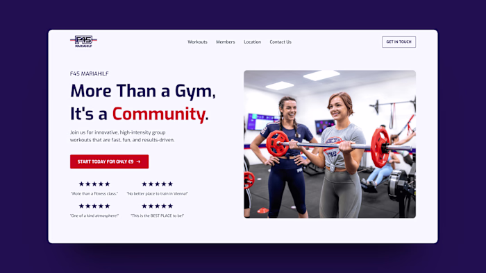 Fitness Studio Website Hero Section Redesign
