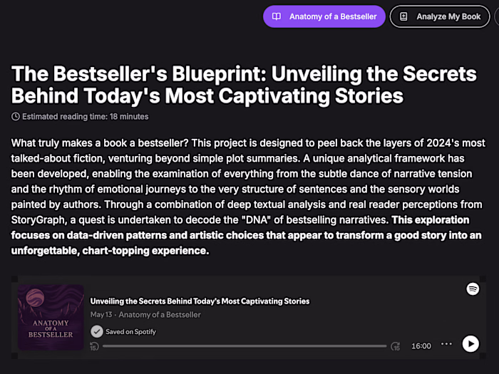 Bestseller Narrative Analytics Platform