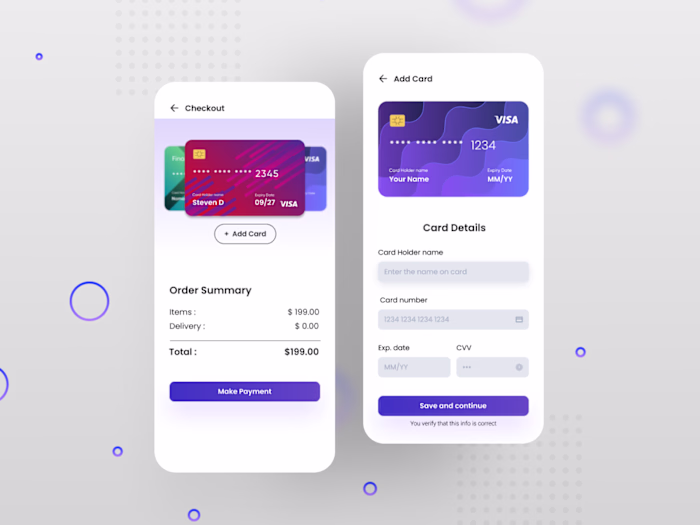 Credit card checkout screen