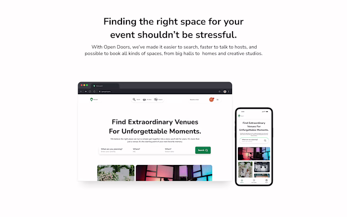Venueri "Open Doors": Revamping a Platform & Landing Page I'...