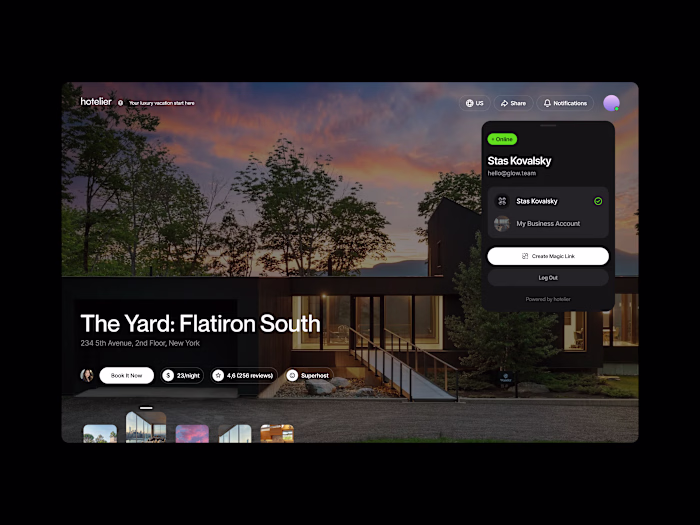 AI Web App for luxury renting apartments and house (UI/UX, Dark)