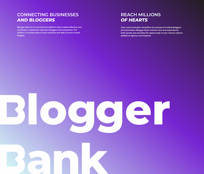 Blogger Bank | Brand Identity | UX/UI Design