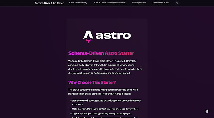 Schema-Driven Astro Starter Kit Development