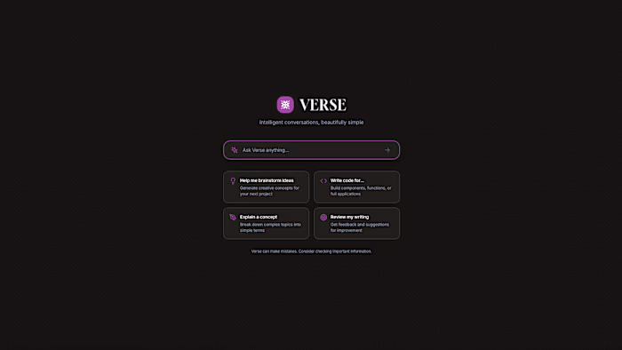 Verse - AI Chat Interface Concept Concept chat interface for...
