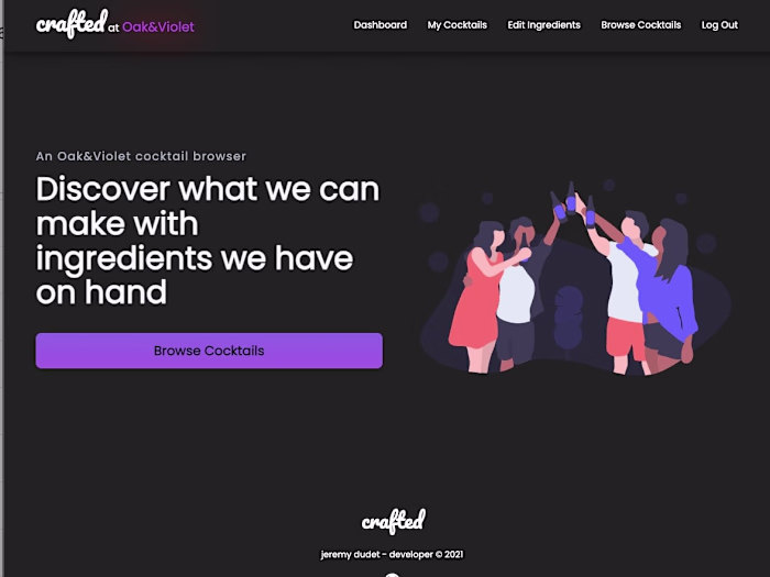 Craft-cocktail bar digital menu