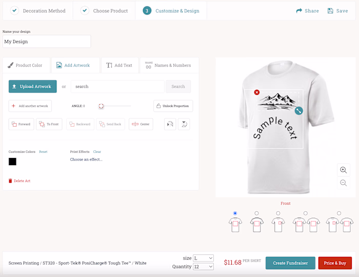 T-Shirt Design Studio with Real-Time Customization