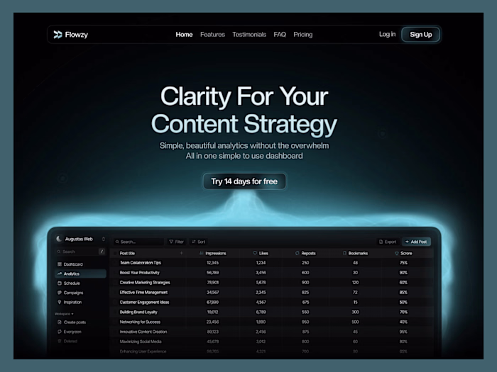 Flowzy landing page
