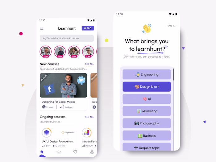 E-learning app📖: Mobile concept
