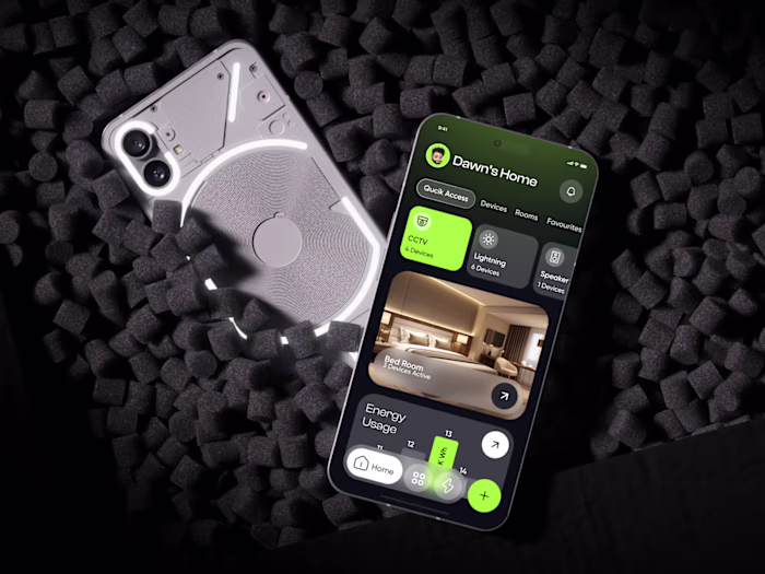 Home Automation iOS App – Clean, Dark Mode UI