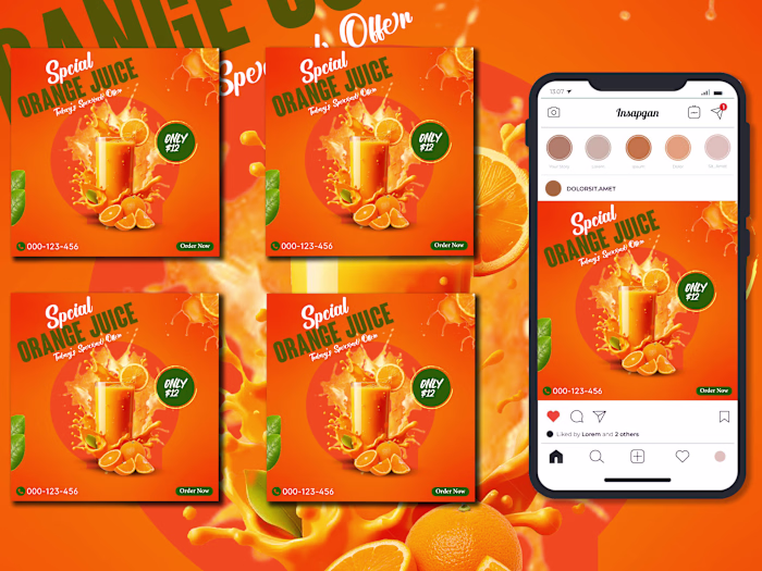 Social Media Orange Juice Post Design