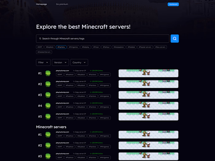 Minecraft Server List -  OneStopServers