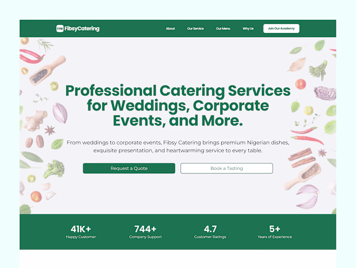 Website Design & Development for Fibsy Catering Services