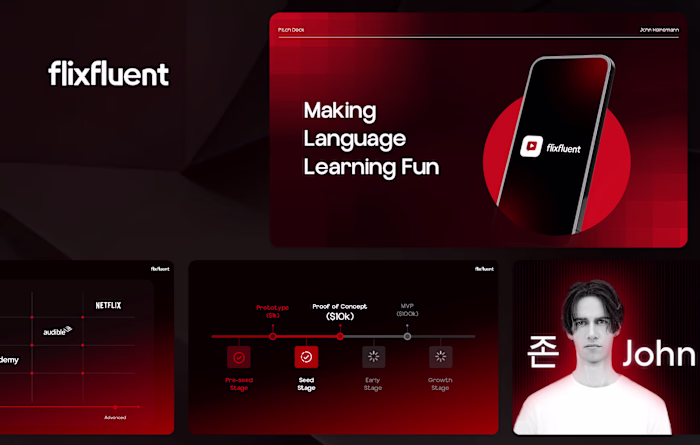 Pitch Deck design for Language Learning App