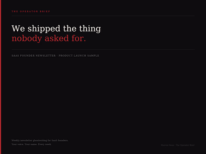 A founder spent three months