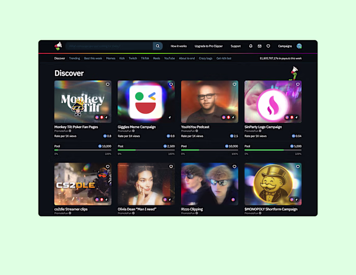UI Concept for Promote.fun